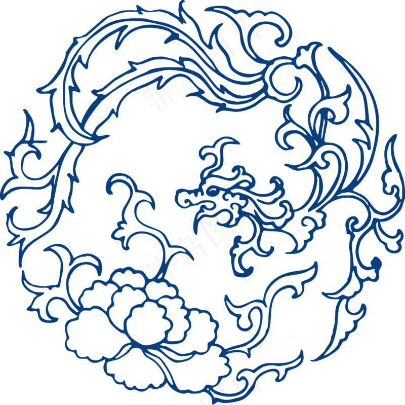 古代青花瓷图案花纹中国风图案祥云纹理传统图腾PNG免扣素材