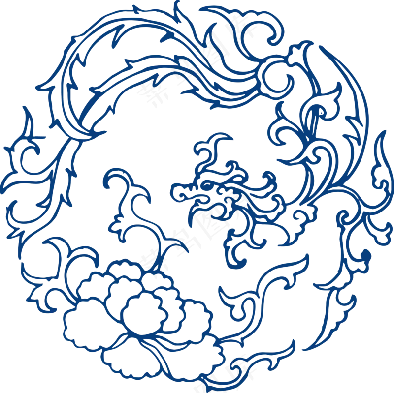 古代青花瓷图案花纹中国风图案祥云纹理传统图腾PNG免扣素材
