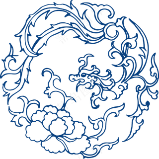 古代青花瓷图案花纹中国风图案祥云纹理传统图腾PNG免扣素材