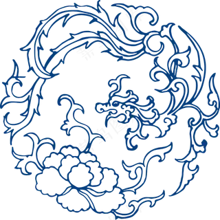 古代青花瓷图案花纹中国风图案祥云纹理传统图腾PNG免扣素材