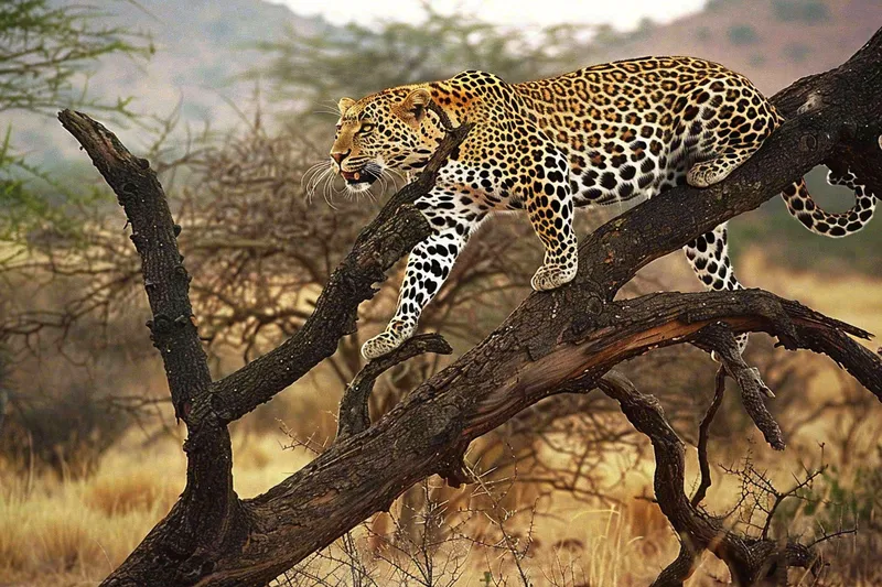 猎豹树干树枝上保护动物摄影图(4032x2688)