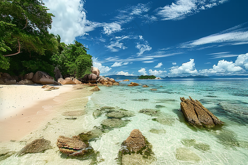 海边沙滩礁石大自然风光摄影图(4032x2688)