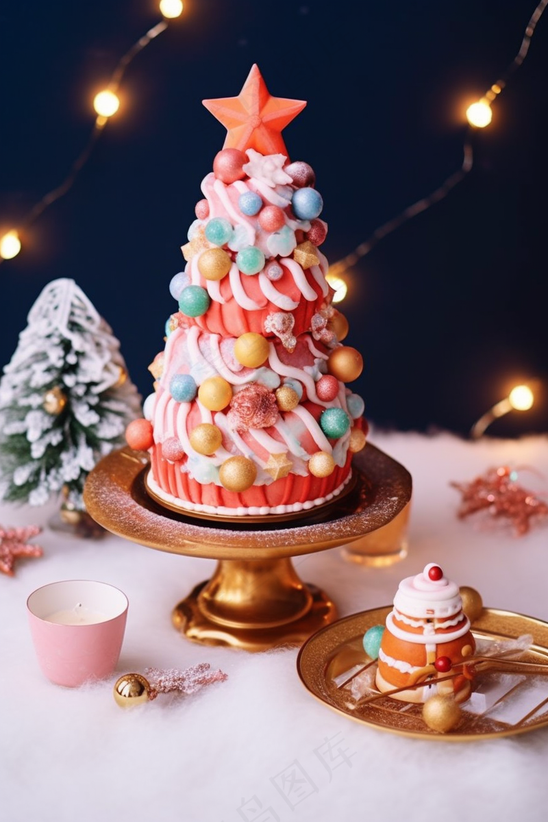 纸杯小蛋糕圣诞蛋糕甜点装饰摄影图