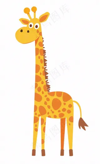 长颈鹿动物卡通插画免抠