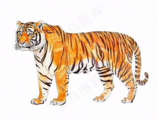 老虎丛林之王动物卡通插画免抠