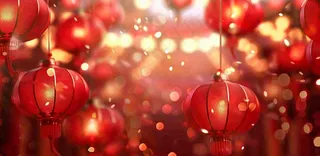 红色年味灯笼烟花新年过年喜庆春节年味摄影图