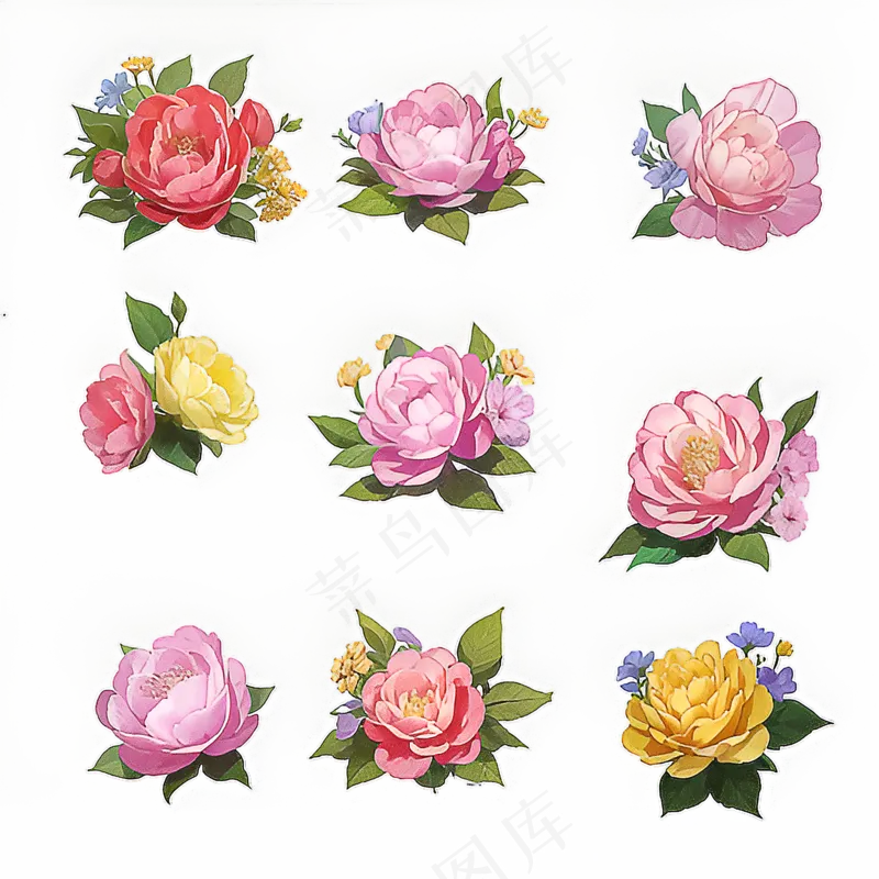 红色黄色粉色玫瑰花免抠素材88