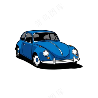 欧美风 蓝色汽车 免抠透明底 