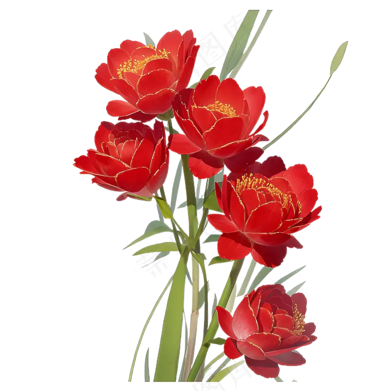 红色海棠花写实手绘练习作品6