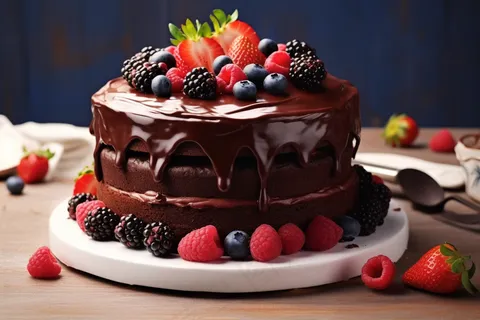 巧克力水果蛋糕生日蛋糕摄影图