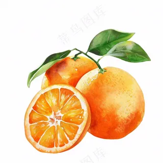 橘子砂糖橘橙子水彩插画免抠