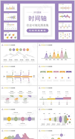 PPT模板丨工作总结丨大事记丨时间轴丨逻辑图标丨可视化图表043