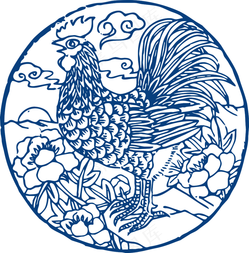 古代青花瓷图案花纹中国风图案祥云纹理传统图腾PNG免扣素材