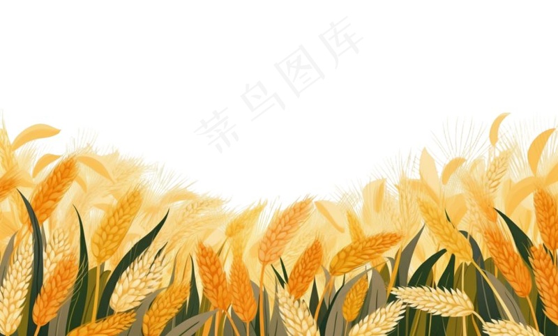 秋季小麦麦穗稻谷麦穗手绘卡通插画免抠(1408x848)