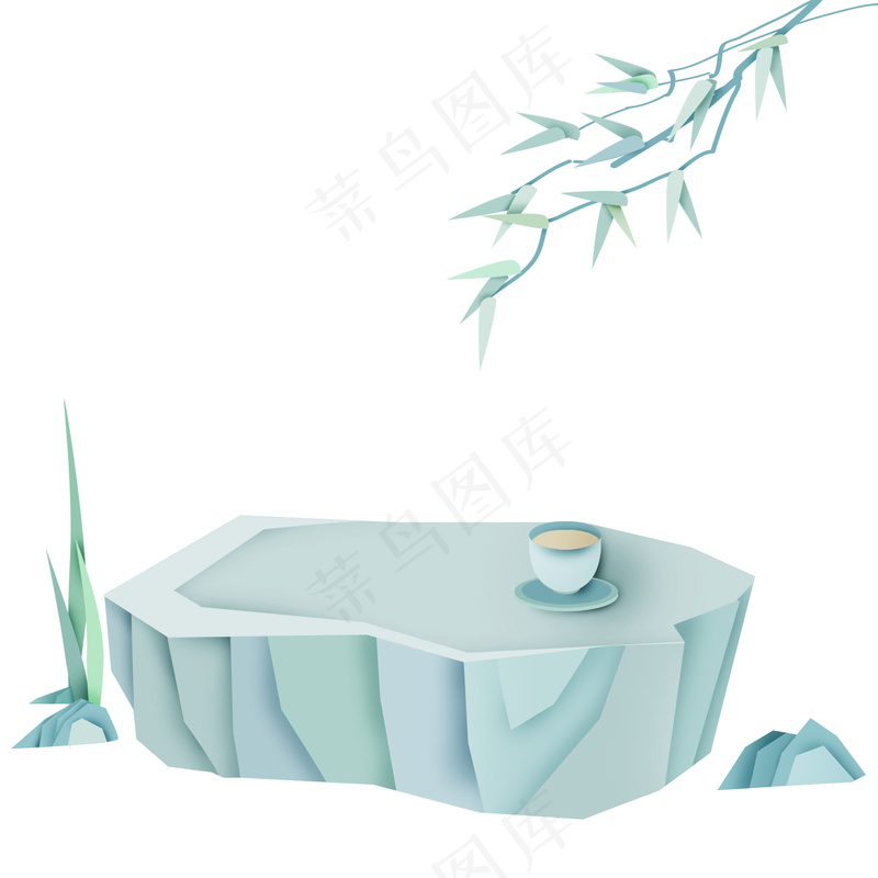 简约石头茶几免扣元素