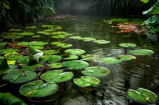 池塘里的睡莲荷叶夏日摄影图