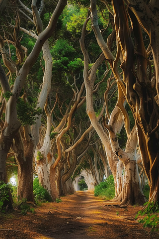 大树下林荫大道泥巴路摄影图