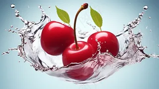 樱桃车厘子水花四溅新鲜水果摄影图