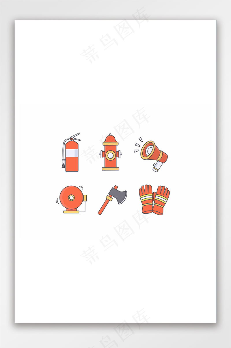 消防安火警安全教育套图描线插画