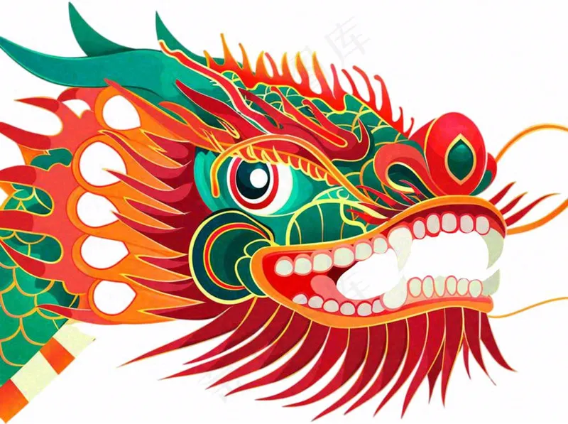 中国龙动物国潮风插画免抠(1264x944)