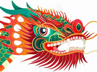 中国龙动物国潮风插画免抠