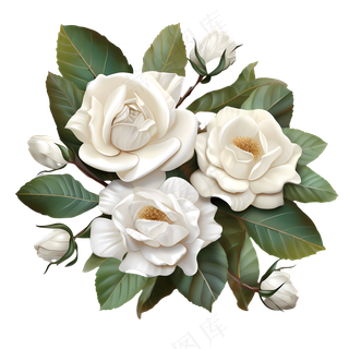免抠手绘风白玫瑰