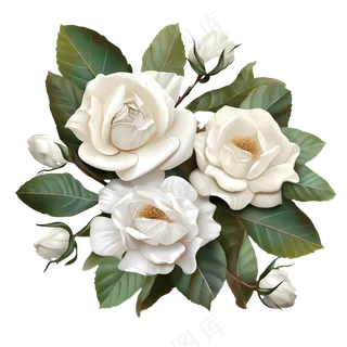 免抠手绘风白玫瑰