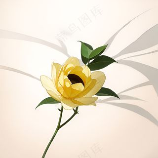 白色黄色手绘新中式风格花植物148