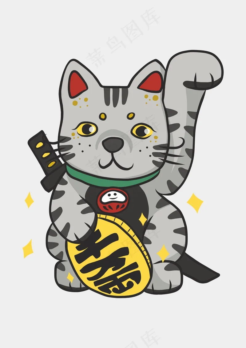 招财小花猫cdr矢量模版下载