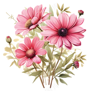 免抠的手绘雏菊花束