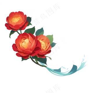 红色 海棠花 手绘 免抠 素材18