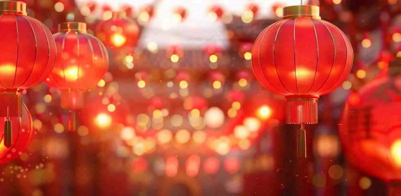 红色年味灯笼烟花新年过年喜庆春节年味摄影图(1568x768)