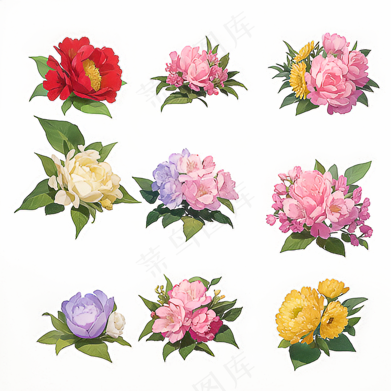 红色黄色粉色玫瑰花免抠素材102