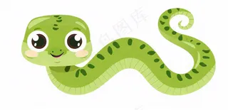 蛇爬行动物十二生肖绿色卡通插画免抠
