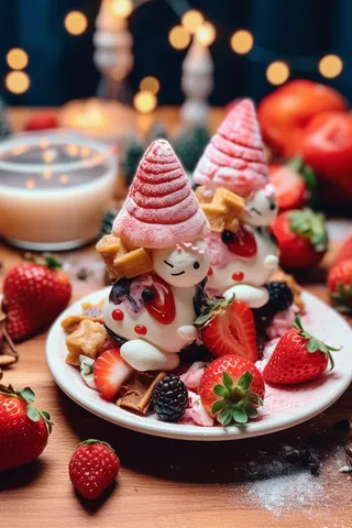 圣诞节日甜点奶油装饰草莓甜点摄影图