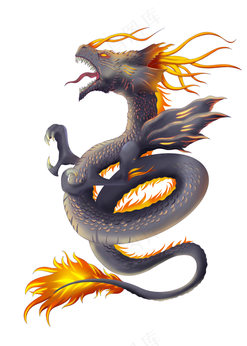 中国风金色龙元素古风水墨龙png免抠透明素材装饰图片PS素材