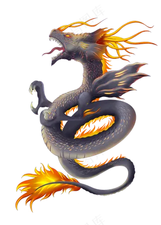 中国风金色龙元素古风水墨龙png免抠透明素材装饰图片PS素材