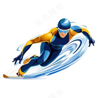 滑冰溜冰国家竞技运动卡通插画免抠