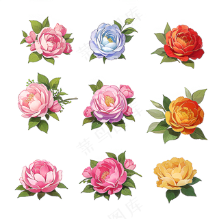 红色黄色粉色玫瑰花免抠素材141