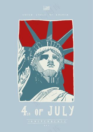 自由女神像 石膏元素海报