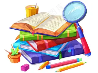 学习书本文具卡通插画免抠