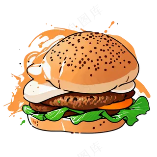 汉堡多层简约插画清新可爱食物