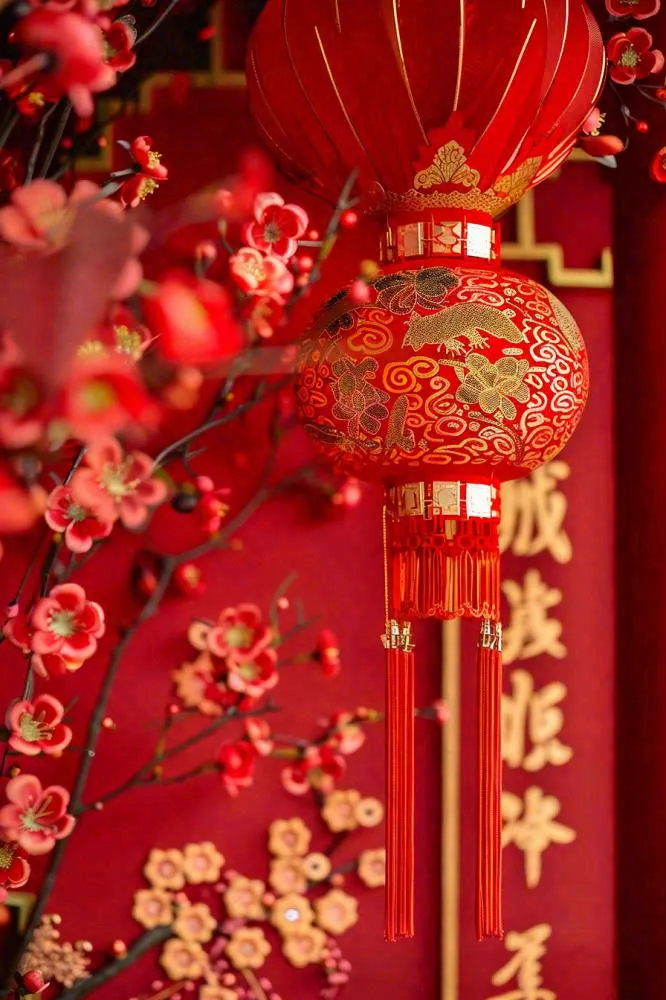 新年新春烟花灯笼喜庆红色背景(896x1344)