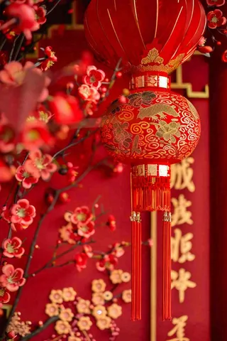 新年新春烟花灯笼喜庆红色背景