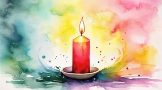 蜡烛灯火水彩插画插图背景