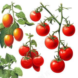 番茄西红柿元素手绘插画插图免抠