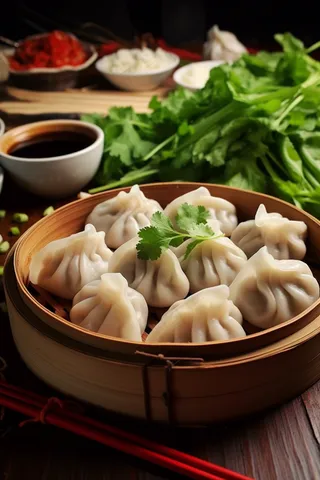 饺子蒸饺中国传统节日新年摄影图