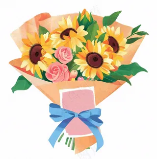 花束鲜花向日葵礼物卡通插画免抠
