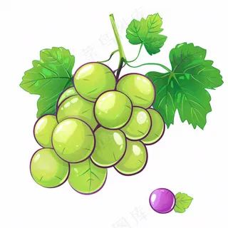 葡萄蜻蜓水果卡通插画免抠
