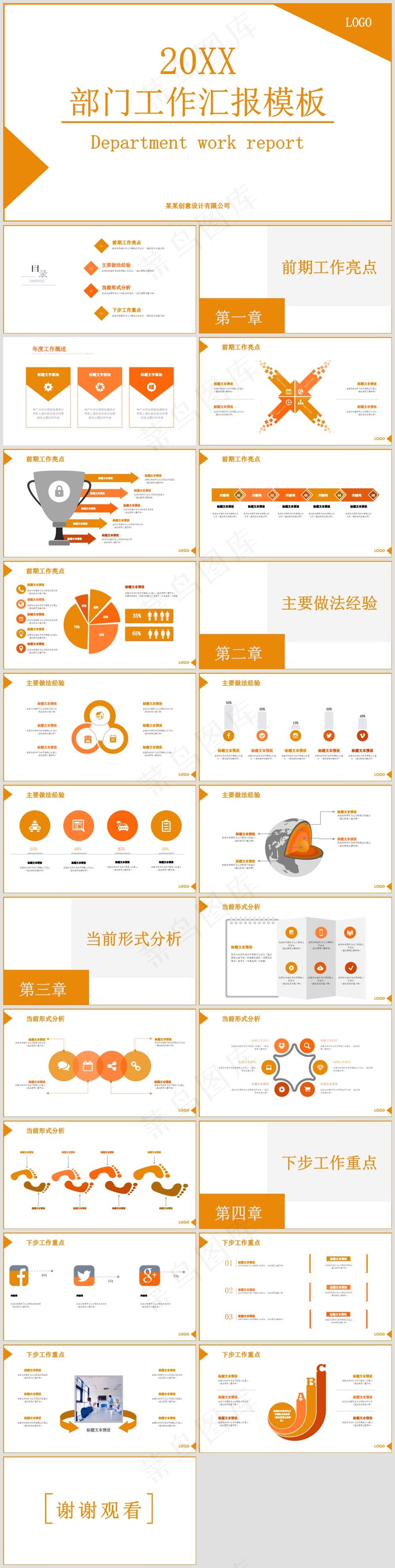 PPT模板丨橙红色系丨创意简约丨工作总结丨述职报告031